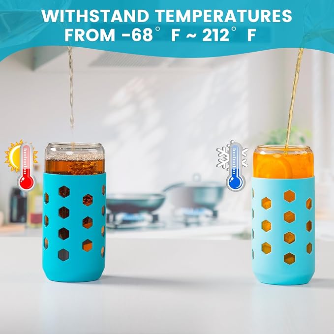 Mrsdry 20 oz Glass Cups with Lids and Straws - Image 5