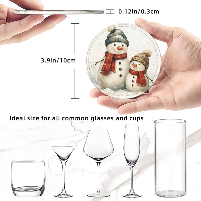 Winter Watercolor Snowman and Snow Scene Coasters - Image 3