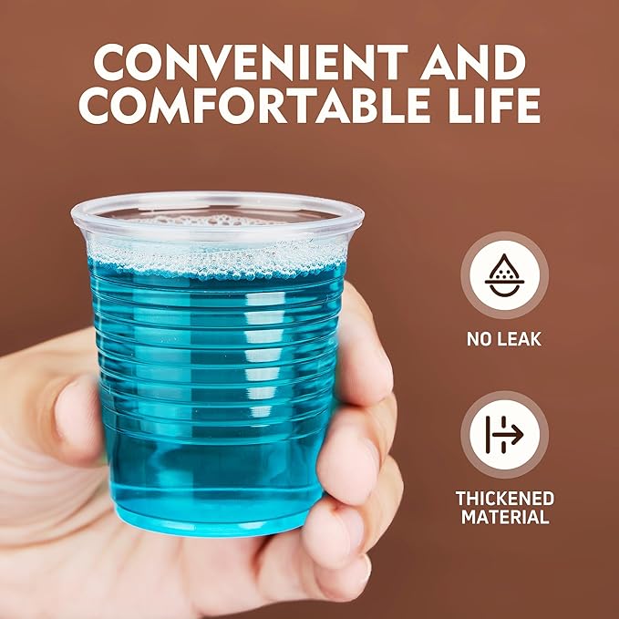 YEEHAW 3 oz Disposable Plastic Cups, 500 Pack, BPA-Free, Clear, Bathroom Mouthwash Cups, Ideal for Parties and BBQ