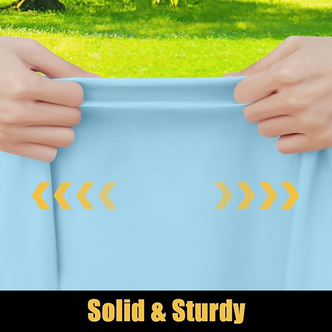 Smiry Rectangle Picnic Table Cloth, Waterproof Elastic Fitted Tablecloths for 5 Foot Tables, Washable Polyester Table Cover for Camping, Indoor and Outdoor (Light Blue, 30"x60")