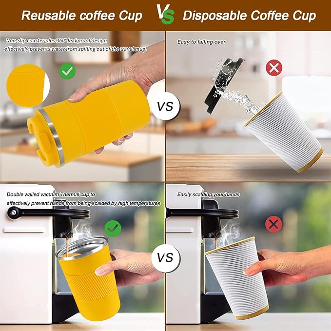 Insulated Travel Coffee Mug, Stainless Steel Coffee Cup - Image 5
