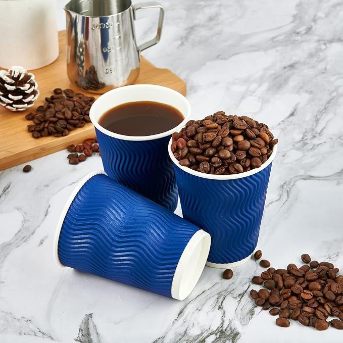 JollyPack Disposable Paper Coffee Cups, 12 oz, 60 Pack, Insulated Ripple Wall - Image 4