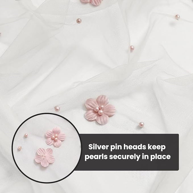 Artoid Mode Pink Flower Pearl White Gauze Table Runner 10FT 3PC, Seasonal Sheer - Image 8