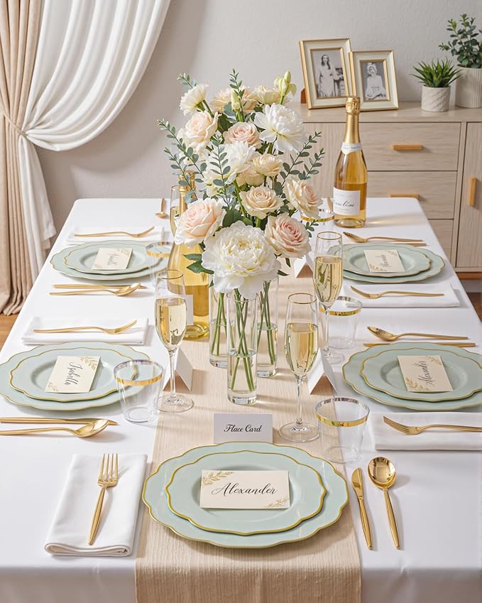 bUCLA 180PCS Green Plastic Plates - Image 5
