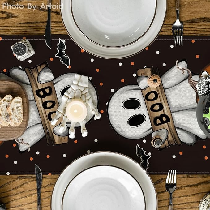 Artoid Mode 210 GSM Halloween Table Runner 13x90 Inch Home Party Decor | Polka - Image 3