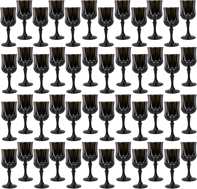 48Pack Plastic Wine Glasses, 7oz Vintage Goblets by LEYIQU