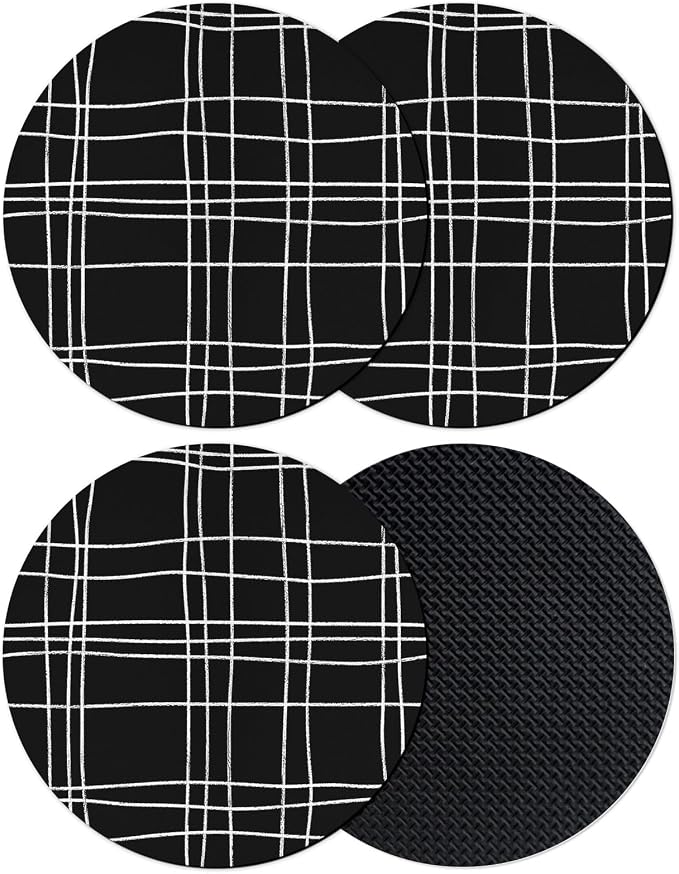 Simple Grid Coasters Set of 4, Absorbent Coasters by Unknown