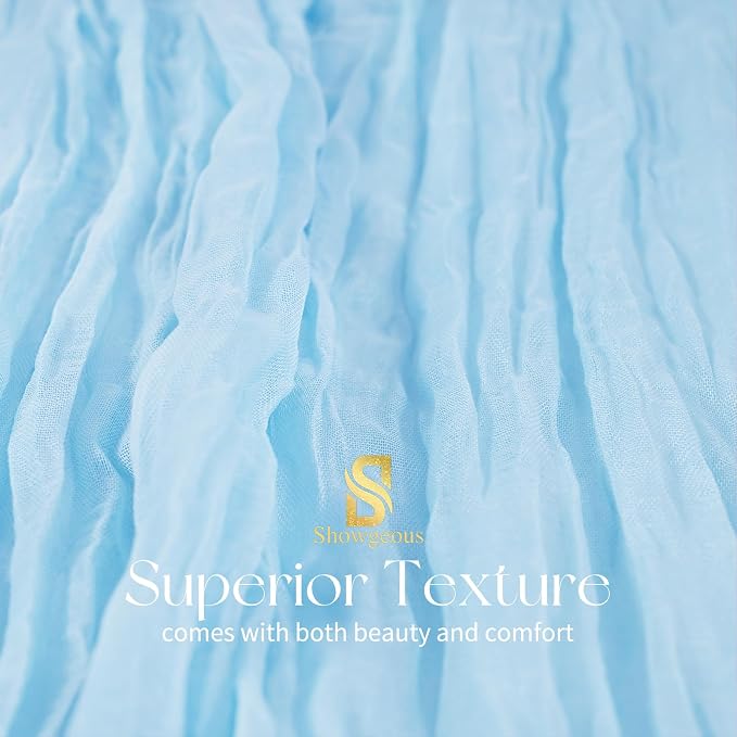 Showgeous 4 Pack Baby Blue Cheesecloth Table Runner, 17 x 108 Inches | Boho - Image 4