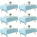 6-Pack 60x84 inch Dusty Blue Table Cloths, Solid Stain and Wrinkle Resistant Oblong Tablecloth, Premium Plain Weave Polyester Fabric Rectangle Table Linen Covers for Hotel, Banquet
