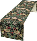 William Morris Floral Table Runner, Vintage Flowers Green Botanical Printed by Yearn+Jear
