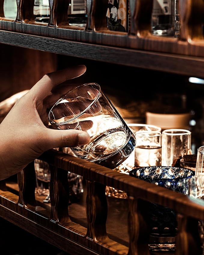 LUXU Whiskey Glasses-Premium 11 OZ Scotch Glass Set of 6 /Old Fashioned Whiskey Glasses/Style Glassware for Bourbon/Rum glass,Clear