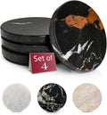 Gusto Nostro Black Marble Coasters Set of 4 - Luxury Natural Stone Coasters for Drinks - Genuine Marble Kitchen Accessories, Round Artisanal Stone Coaster for Kitchen Counter, Coffee Table, Home Decor