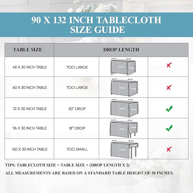 VidaFete Tablecloth 6 Pack 90 * 132inch Rectangle Table Cloth Polyester,Stain Wrinkle Resistant Polyester Dining Table Cover for Kitchen Dinning Party Wedding Rectangular Buffet Decoration(Sagegreen)