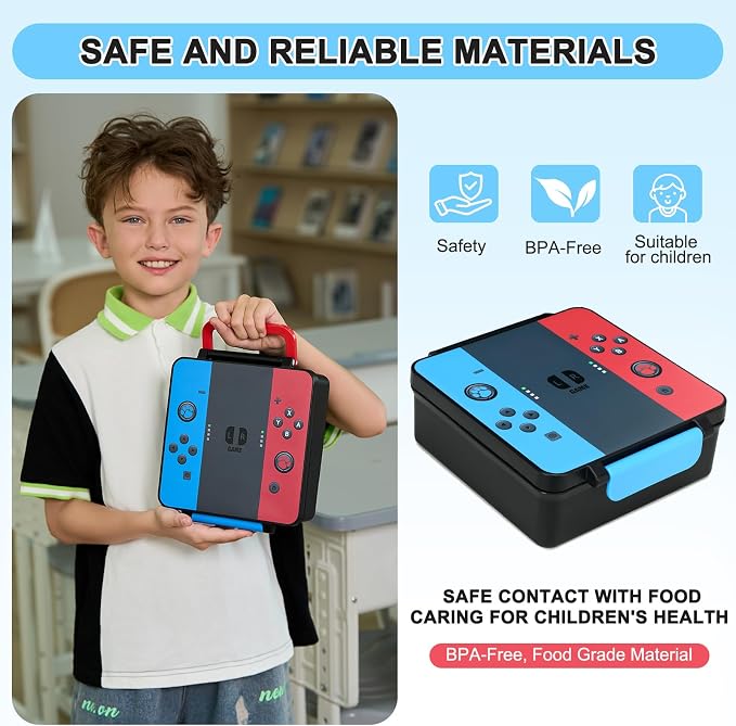 Gamer Bento Lunch Box for Kids, 60 OZ Kids Lunch Box - Image 5