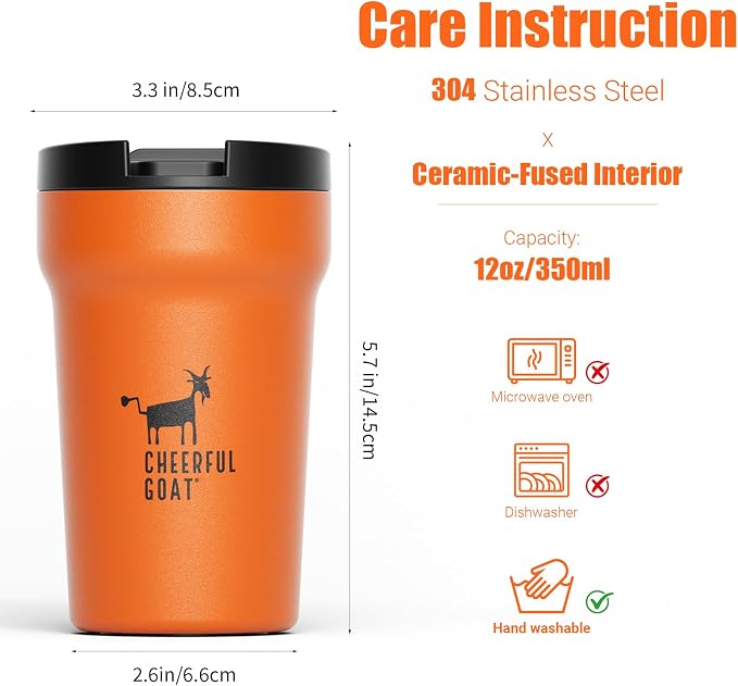 CHEERFUL GOAT Insulated Coffee Mug – Stainless Steel Travel Coffee Tumbler - Image 3