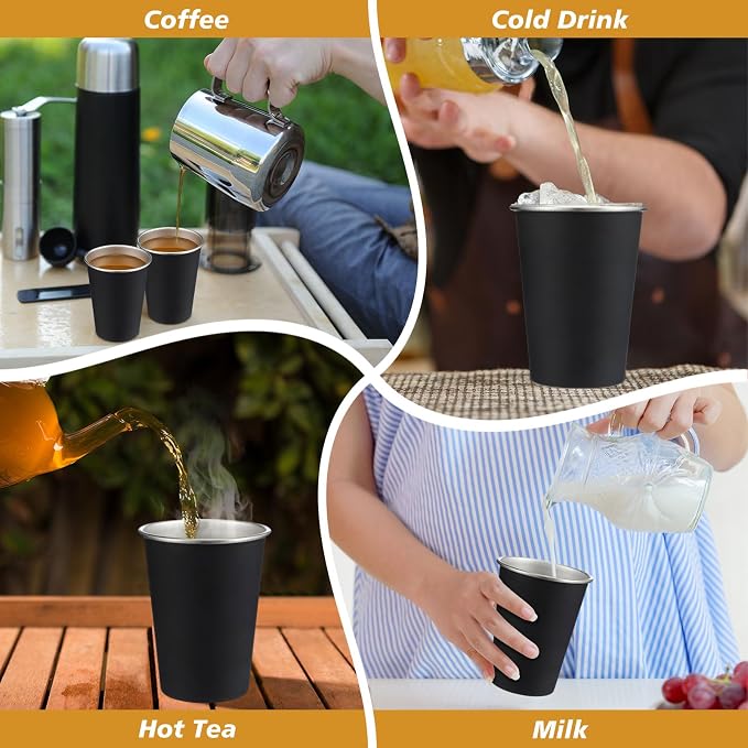 Mimorou 2 Pack Stainless Steel Pint Cups Metal Cups Unbreakable Drinking Water - Image 7