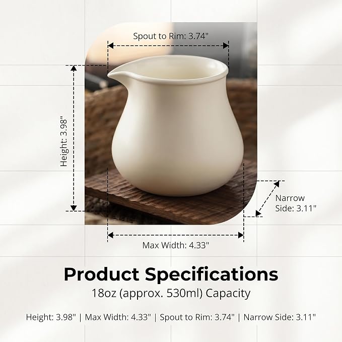 Modern Ceramic Pitcher 18oz, Small Coffee Carafe - Image 7