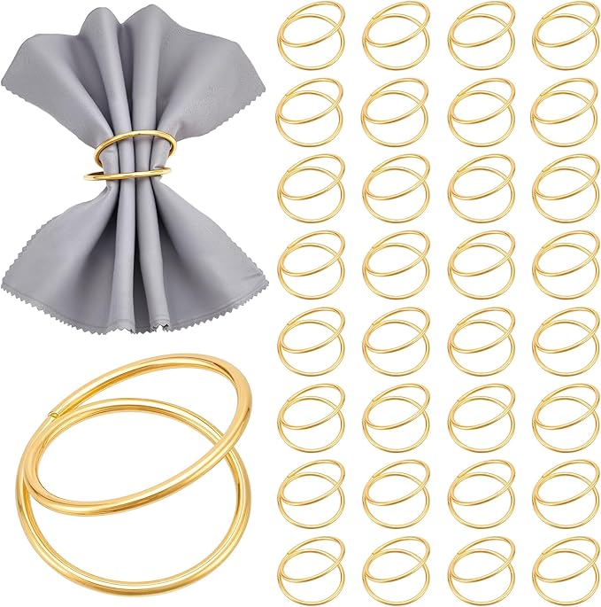 Peacoblue 40Pcs Gold Spiral Napkin Rings Holders with 1Pcs Box, Modern Stainless Steel Napkin Ring Holders for Table Decor Settings, Vintage Napkin Ring for Wedding Christmas Thanksgiving Day Party