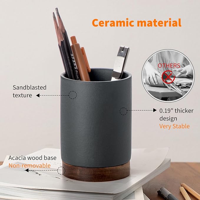 Ceramic Pen Holder for Desk, Pencil Cup, | Organizer and Makeup Brush Holder - Image 4