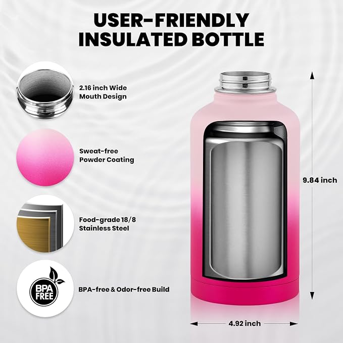 RAYMYLO Insulated Water Bottle 64 oz, Triple Wall Vacuum Stainless Steel | - Image 5