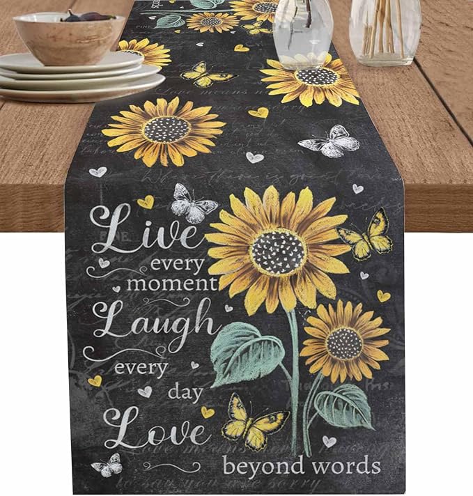 Retro Sunflower Table Runners 60 Inches Long, Spring Summer Farmhouse Table by Unknown
