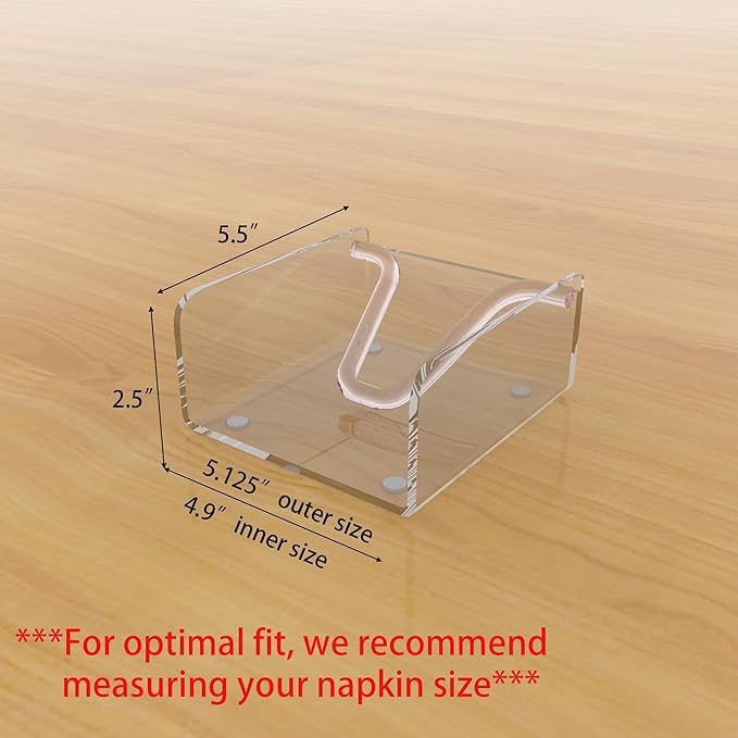 Clear Acrylic Gravity-Fed Napkin Holder with Weighted Arm, 4.9x4.9 Inch - Keeps Cocktail Napkins in Place for Bar, Patio & Kitchen Counter