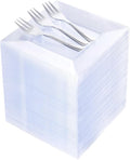 supernal 200pcs Clear Dessert Plates with Silver Dessert Fork, Clear Square Plates, Appetizer Plates,Silver Plastic Silverware, Perfect Choice for Wedding and Party