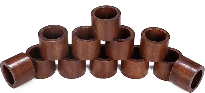 Handcrafted Wood Napkin Rings Set, Set of 12, Wood Napkin Holders, 2 Inch, Hand Made by Skilled artisans - Perfect for Parties, Any Events, Regular Home Use, Family Dinners, Holidays