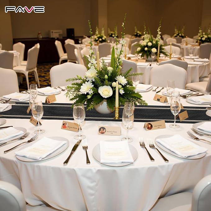 FAVE 12 Pack Woven Vinyl Table Runners 120x12 Inch Black - Image 7