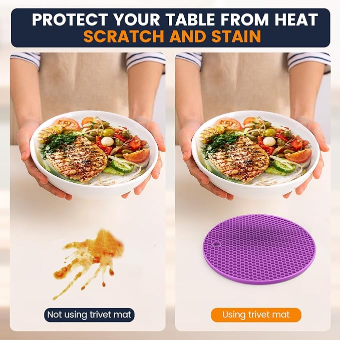 Silicone Trivet Mats 4 Heat Resistant Pot Holders Multipurpose Non-Slip Hot Pads - Image 5