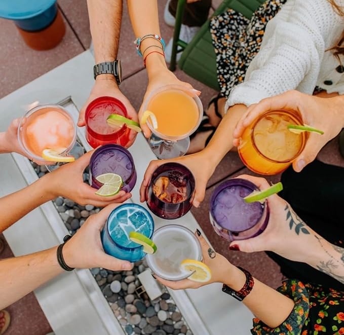 Drinique Unbreakable Stemless Wine Glasses - Set of 4 - Made in USA 12 oz Tritan Unbreakable Plastic Wine Glasses, Reusable for Indoor or Outdoor Use, BPA Free & Shatterproof, Black