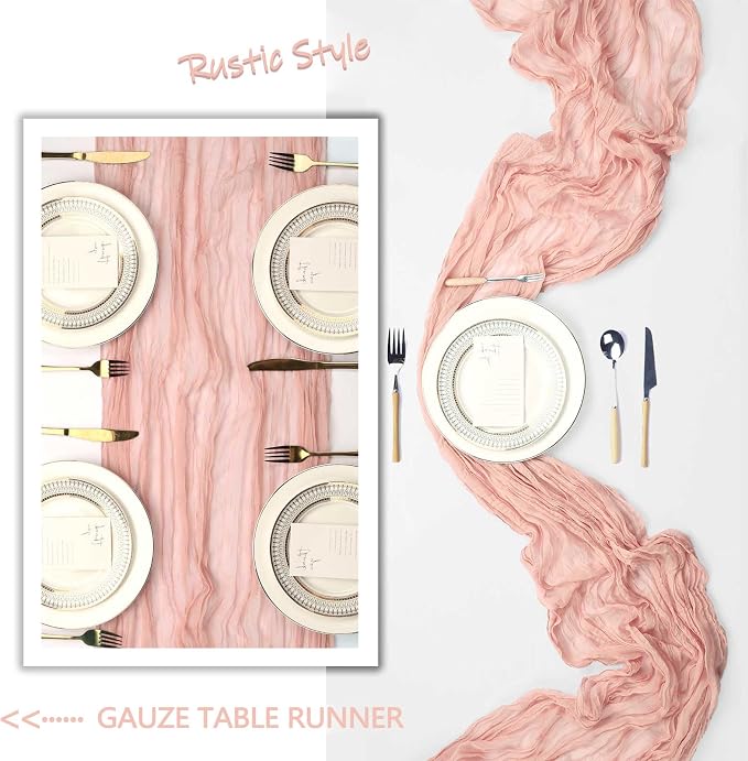 12 Pack Blush Pink Table Runner Cheesecloth 10Ft Gauze Cheese Cloth Table - Image 6