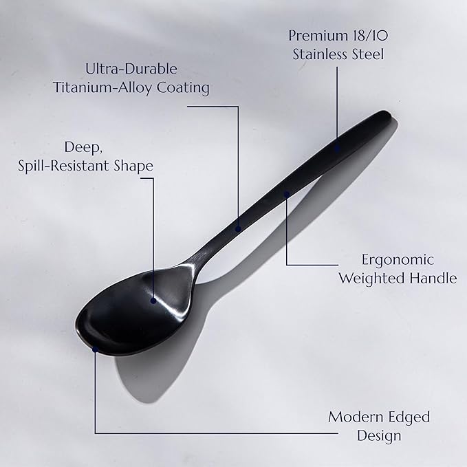 JazzUpCo Ava Flatware Flatware non toxic 18/10 stainless steel dishwasher safe (Matte Black, 16 Person Set (80 Pieces))