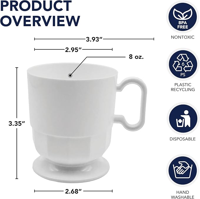 Party Essentials 8-Ounce Hard Plastic Coffee Cup/Tea Mug - Image 2