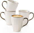 Embossed Ceramic Coffee Mugs Set of 4, 16 Oz | Ceramic Coffee Mug Set by Dinevoraceramics