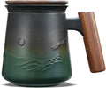 ZENS Tea Infuser Mug with Lid for Loose Tea Steeper, 14.5oz Wooden Handle | by ZENSLIFESTYLE