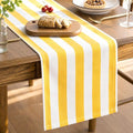 Folkulture Fall Table Runner 72 Inches Long|Yellow & White Vertical Striped | by FOLKULTURE