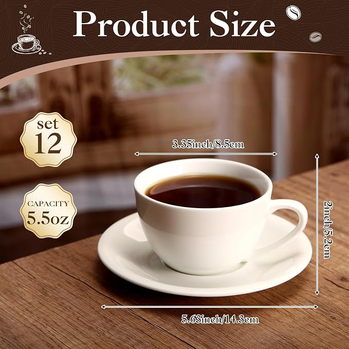 Maxdot 12 Set 5.5 OZ Porcelain Espresso Cups - Image 2