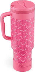 40 oz Insulated Tumbler with Handle and Push-Button Straw Lid, Stainless Steel by Coquella