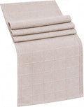 Plaid Table Runner, Woven Grid Pattern, Linen Texture Elegant Dining Table Decor by Raedan