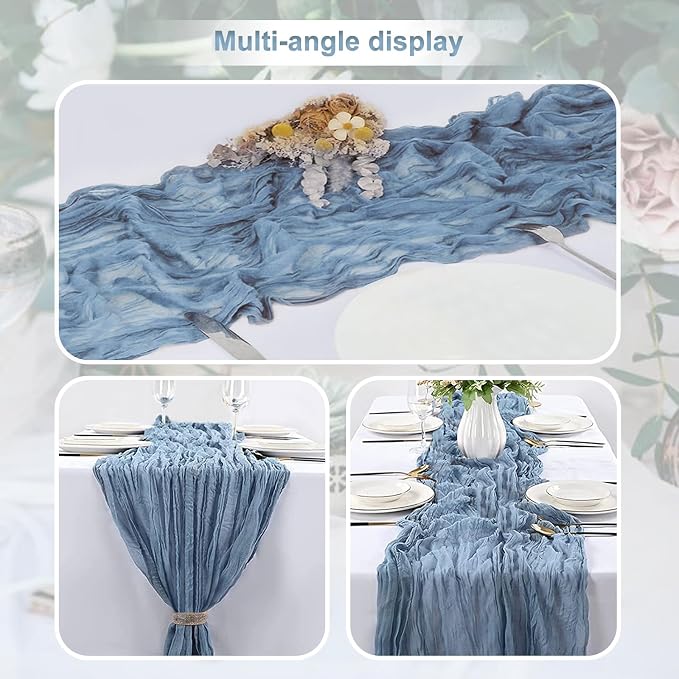 10 Pack Dusty Blue Cheesecloth Table Runner 35x120 Inch 10Ft Rustic Gauze - Image 5