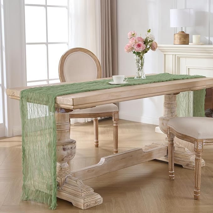 12 Pack Sage Green Cheesecloth Table Runners, 120 Inch 10Ft Moss Gauze Table - Image 6