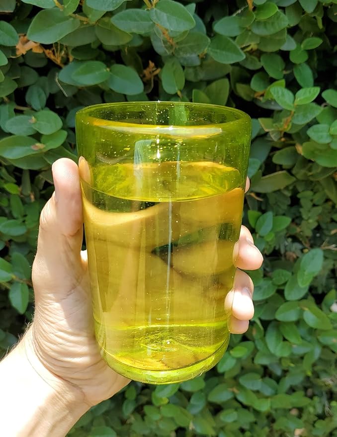 Solid Yellow 14 oz Drinking Glasses, Recycled Glass, Toxin-Free - Image 6