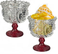 Carnival Glass Vintage Footed Dessert Cups Set of 2, 9oz Embossed Goblet by YUHANOER