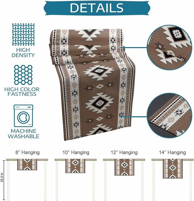 Southwest Aztec Short Table Runners 36 Inches, Cotton Linen Fabric Table Runner - Image 7