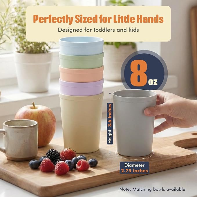 MASTERCOOK 6 Pcs. Small Reusable Cups –8 oz Unbreakable Drinking Glasses - Image 2