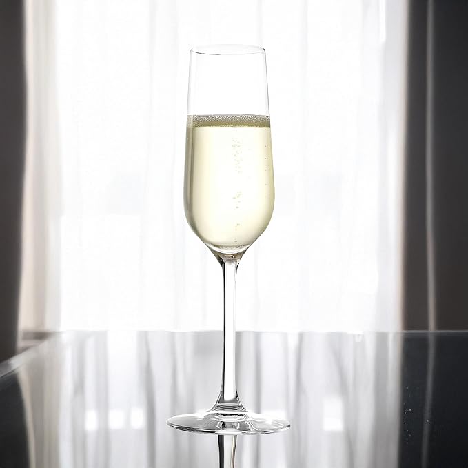 Stölzle Lausitz Champagne Glasses Revolution Set of 6, 6 3/4 oz – Elegant Crystal Glasses Ideal for Champagne, Prosecco & Sparkling Wines – Dishwasher Safe & Made in Germany