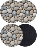 Pebble Stone Coasters Set of 4, Modern Minimalist Nature Art Aesthetics Soft by PIEPLE