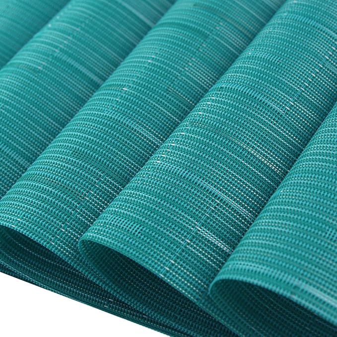 Plastic Placemats,Non Slip Washable Placemats for Dining Table Wipe Clean Table Mats Set of 6 (Cyan Blue)
