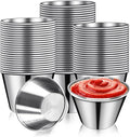 DJZZ 100 Pcs Metal Sauce Cups 2.5oz Ramekins, Stainless Steel Dipping Sauce Cups Metal Condiment Container Reusable Round Butter Dressing Restaurant Small Bowls (100)